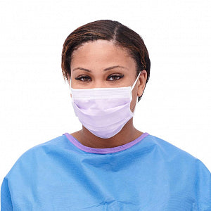 Medline Level-3 Surgical Face Mask with Ear Loops with Anti-Fog Strip 4 Ply Lilac