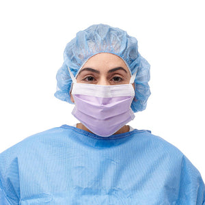 Medline Level-3 Tie-On Surgical Mask with Anti-Fog Strip 4 Ply Lilac