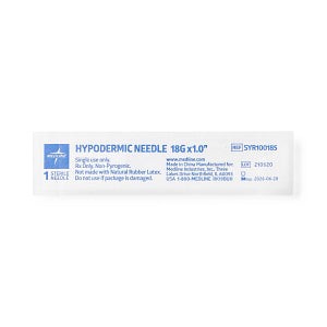 Medline Standard Hypodermic Needle 18 G x 1"