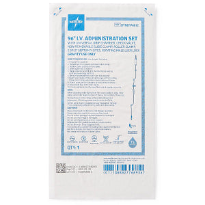 Medline IV Administration Sets with Injection Y-Site with 2 Pre-Slit Ports 15Drops/mL 96"