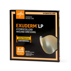 Medline Exuderm LP Low-Profile Thin Hydrocolloid Wound Dressing 6" x 6"