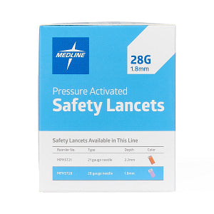 Medline Pressure-Activated Safety Blood Lancet 28 G x 1.8 mm