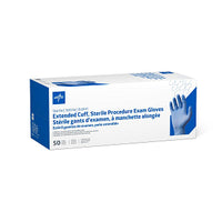 Medline Sterile Powder-Free Nitrile Exam Glove Extended Cuff 12" Blue - XL