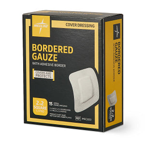 Medline Bordered Gauze Adhesive Island Wound Dressing 5 x 5 cm with 2.5 x 2.5 cm Pad