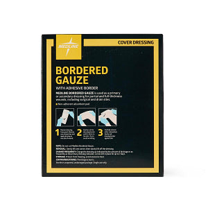 Medline Bordered Gauze Adhesive Island Wound Dressing 10 x 10 cm with 6 x 6 cm Pad