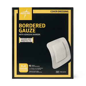 Medline Bordered Gauze Adhesive Island Wound Dressing 10 x 10 cm with 6 x 6 cm Pad