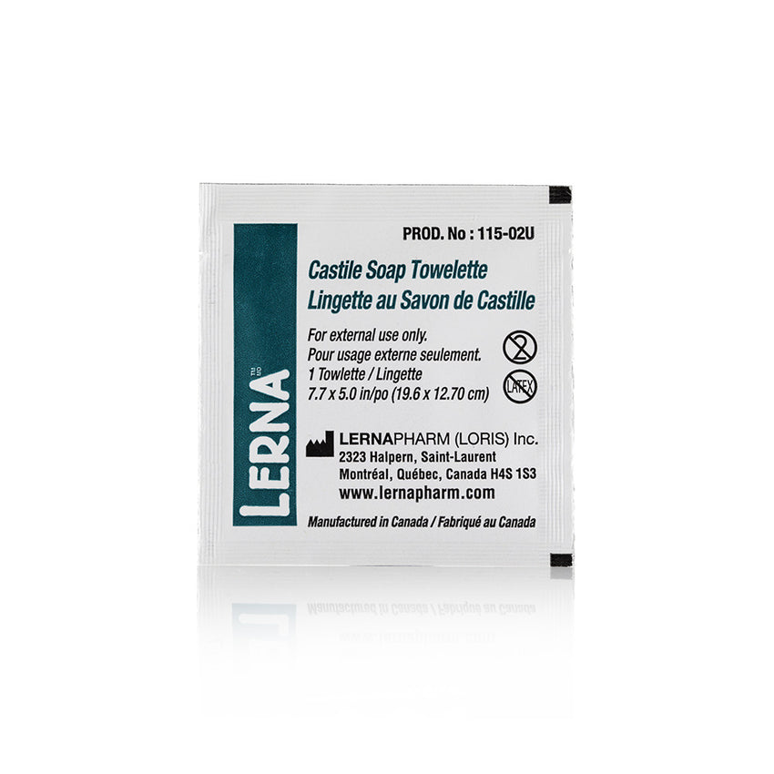 LERNA Castile Soap Towelette packaging