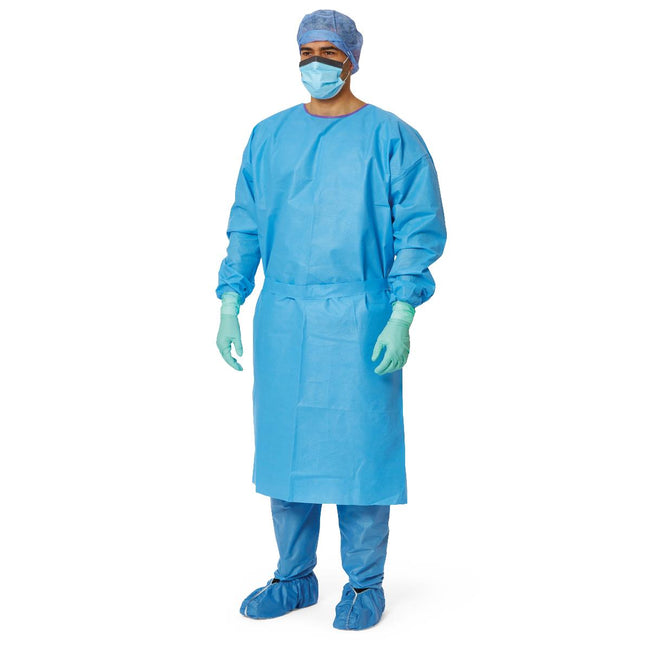 Medline AAMI Level-3 Multi-Layer SMS Heavy-Weight Isolation Gown Hook-and-LoopNeck Regular Blue