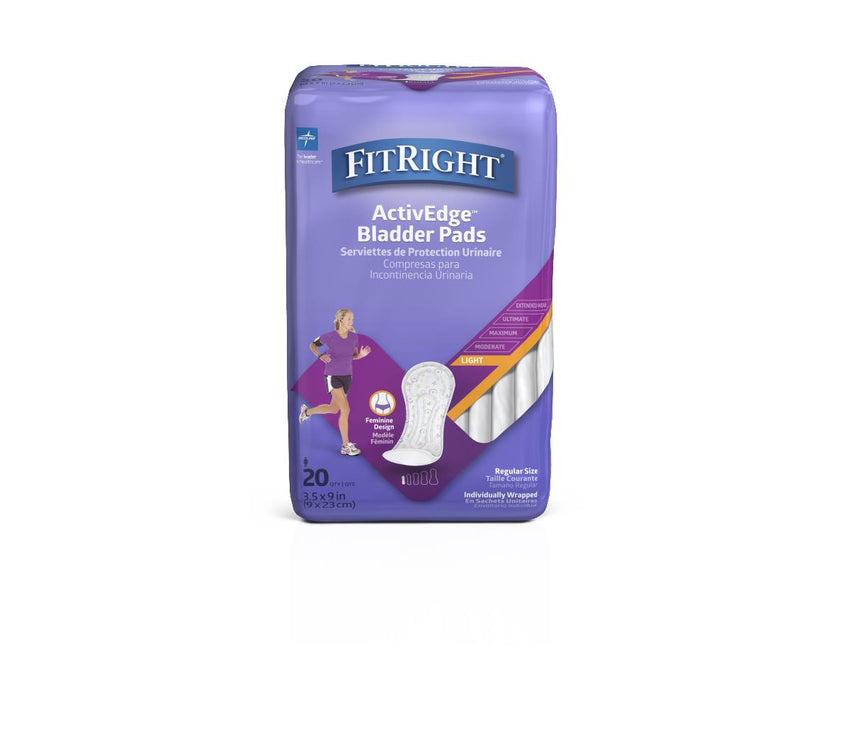 FitRight ActivEdge Women's Bladder Control Pads - Light 3.5" x 9"