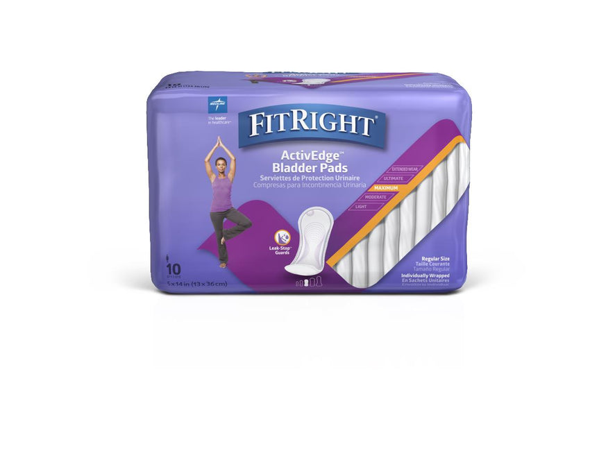 FitRight ActivEdge Women's Bladder Control Pads - Maximum 5" x 14"