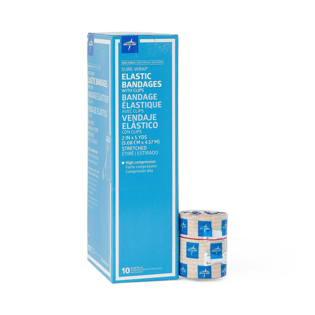 Medline Sure-Wrap Wraparound Elastic Bandage with Clips 2" x 5 yd.