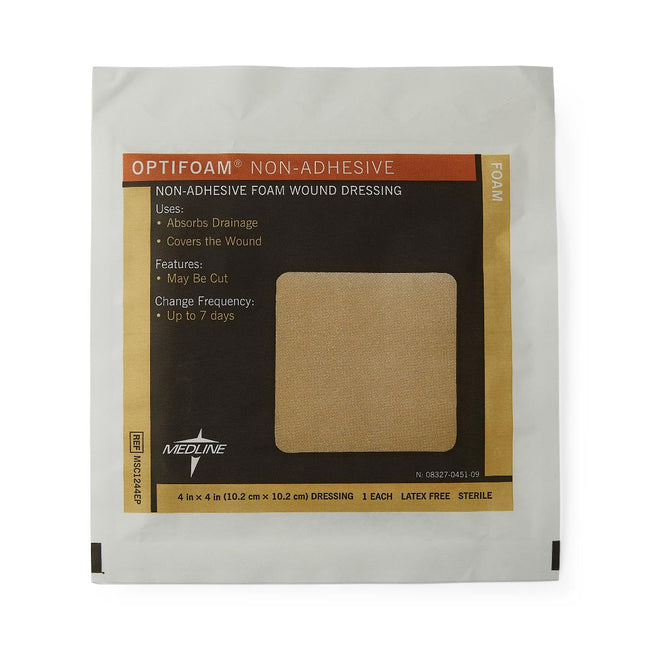Medline Optifoam Non-Adhesive Foam Dressing 4" x 4"
