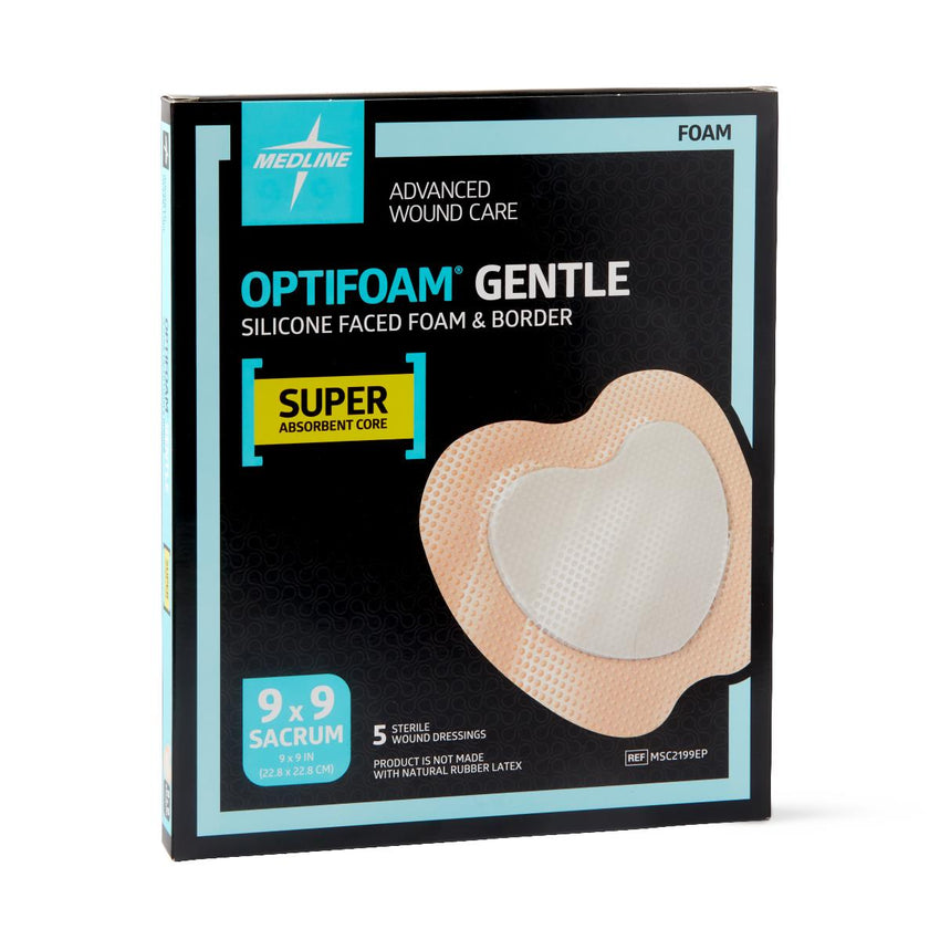 Medline Optifoam Gentle Silicone Adhesive Super Absorbent Foam Dressing with Border 8.5" x 8.5"