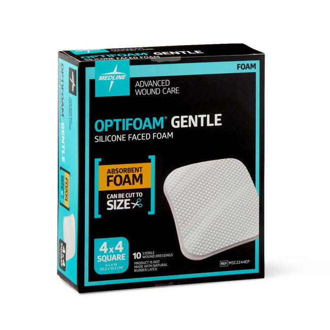 Medline Optifoam Gentle Silicone Foam Dressing without Border 4" x 4"