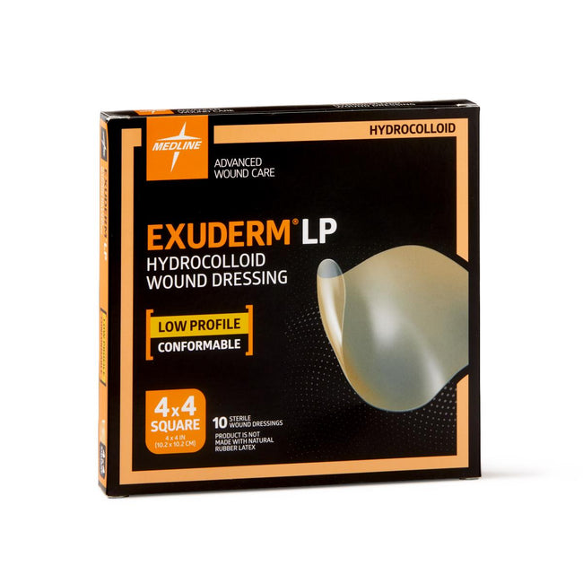 Medline Exuderm LP Low-Profile Thin Hydrocolloid Wound Dressing 4" x 4"