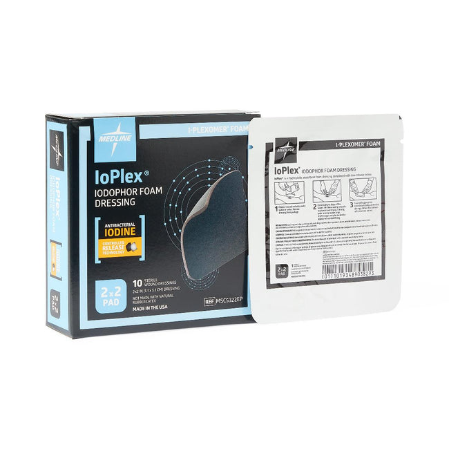Medline IoPlex Iodophor Foam Dressing 2" x 2"