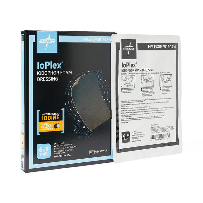 Medline IoPlex Iodophor Foam Dressing; 6" x 9"