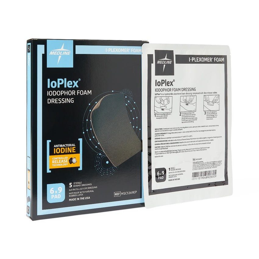 Medline IoPlex Iodophor Foam Dressing; 6" x 9"