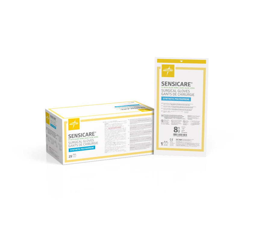 SensiCare PI Sterile Powder-Free Polyisoprene Surgical Glove with Aloe White - 8.5