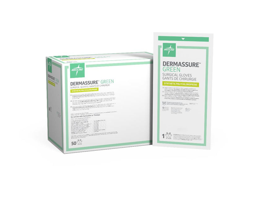 DermAssure Sterile Powder-Free Polyisoprene Surgical Glove Green - 6