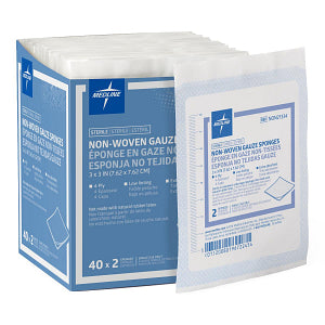 Medline Sterile Non-Woven Gauze Sponge; 4-Ply 3" x 3"