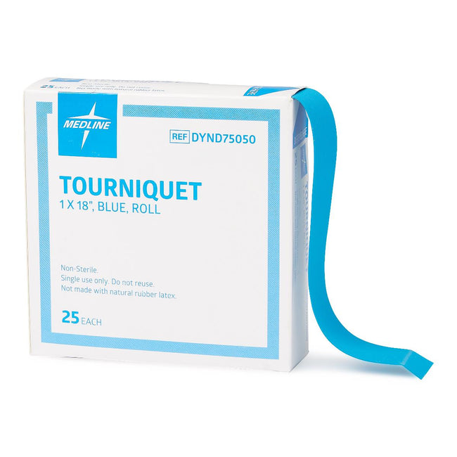 Medline Single-Use Tourniquet Latex Free Blue Perforated Roll 1" x 18"