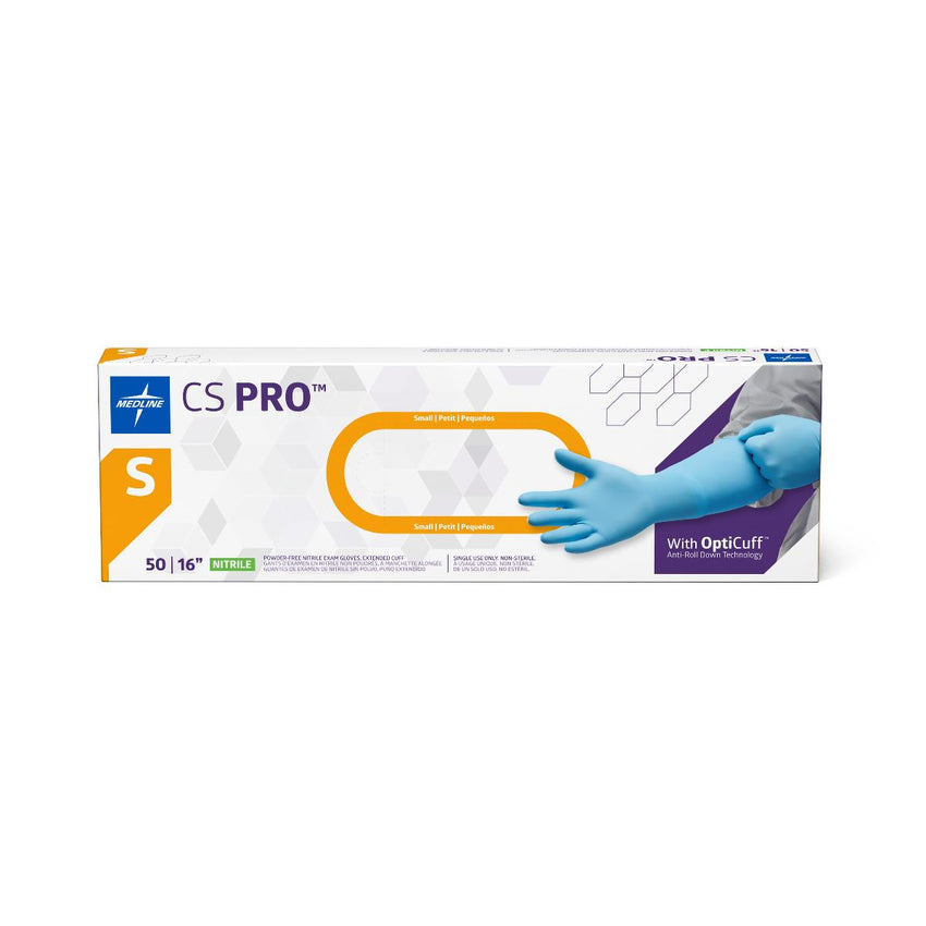 CS PRO Powder-Free Nitrile Exam Glove Extended Cuff 16" Blue -  Small
