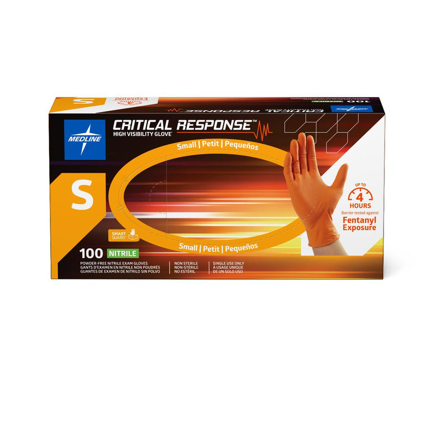 Critical Response Powder-Free Nitrile Exam Glove Orange - Small