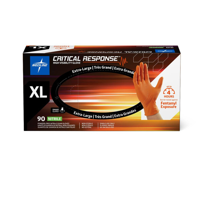 Critical Response Powder-Free Nitrile Exam Glove Orange - Extra Large