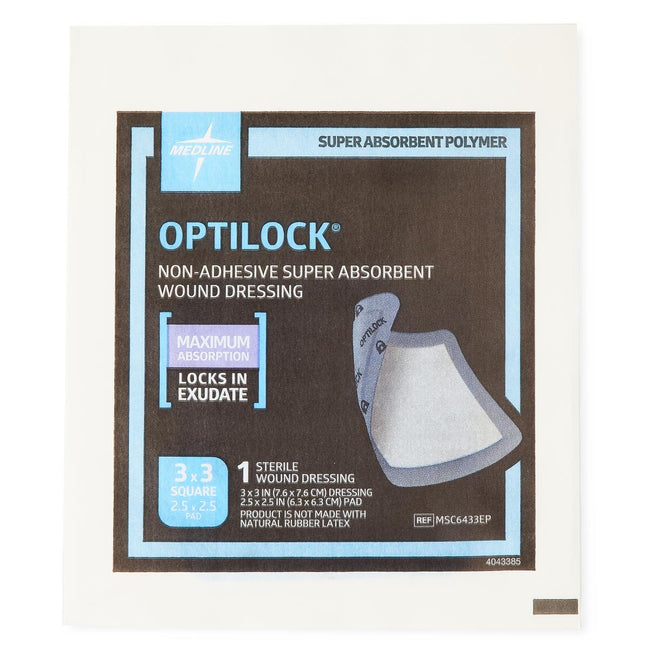 Medline OptiLock Non-Adhesive Super Absorbent Wound Dressing 3" x 3"