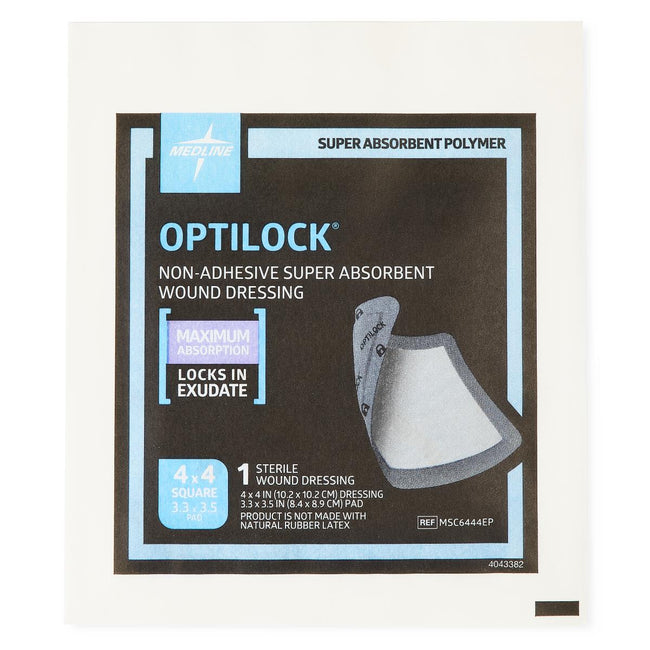 Medline OptiLock Non-Adhesive Super Absorbent Wound Dressing 4" x 4"