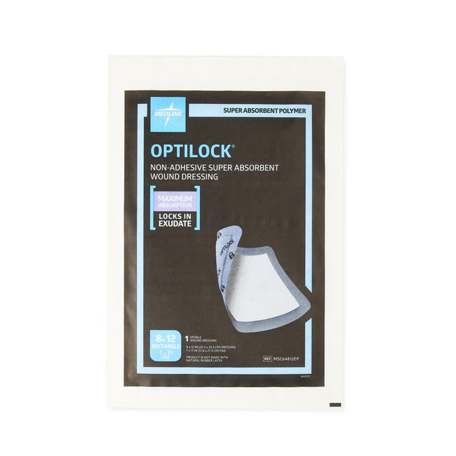 Medline OptiLock Non-Adhesive Super Absorbent Wound Dressing 8" x 12"