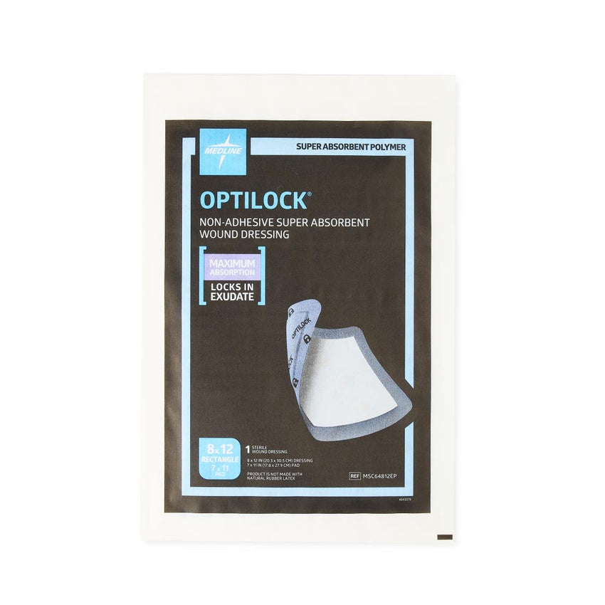 Medline OptiLock Non-Adhesive Super Absorbent Wound Dressing 8" x 12"