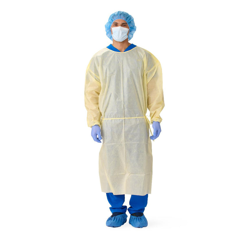 Medline AAMI Level-1 Multi-Layer SMS Medium-Weight Isolation Gown Tape-Tab Neck Extra Large