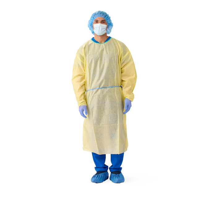 Medline AAMI Level-2 Multi-Layer SMS Medium-Weight Isolation Gown with Tape-TabNeck and Elastic Wrist Extra Large
