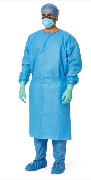 Medline AAMI Level-3 Multi-Layer SMS Heavy-Weight Isolation Gown, Hook-and-LoopNeck Extra Large Blue