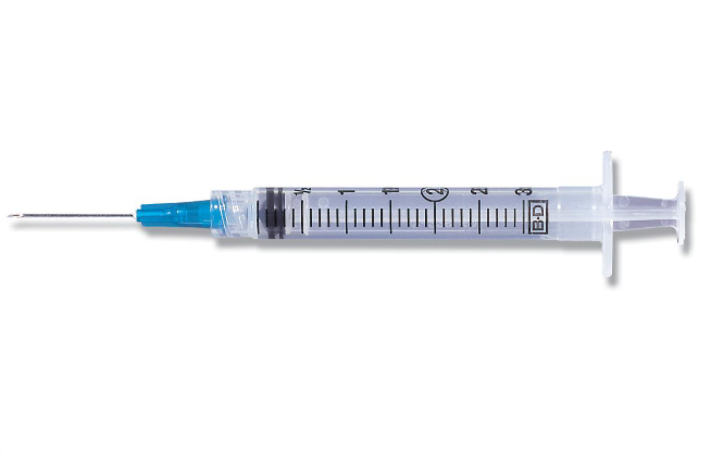 BD Syringe with Standard Hypodermic Needle 3cc 23G x 1"