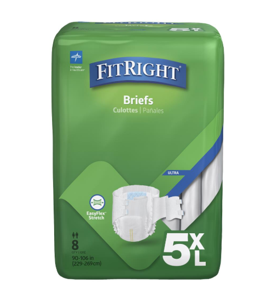 FitRight Incontinence Briefs - 5XL 90"-106" White Bariatric