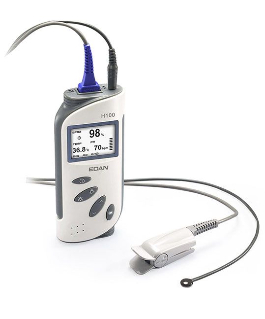 Edan Handheld Pulse Oximeter with Adult Finger Sensor