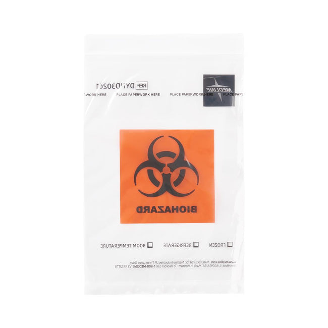Medline Biohazard Zipping Lab Specimen Bag 6" x 9"