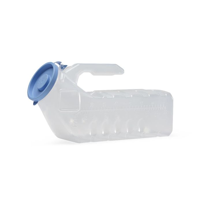 Medline Autoclavable Plastic Male Urinal, With Handle & Blue Lid