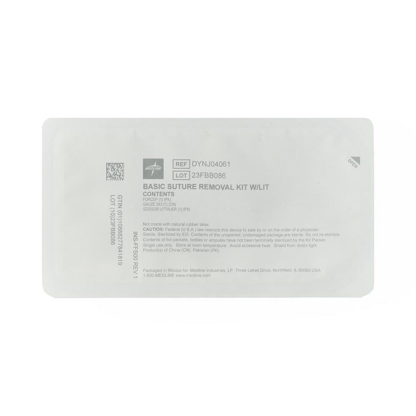 Medline Floor-Grade Suture Removal Tray Basic Kit with Littauer Scissors
