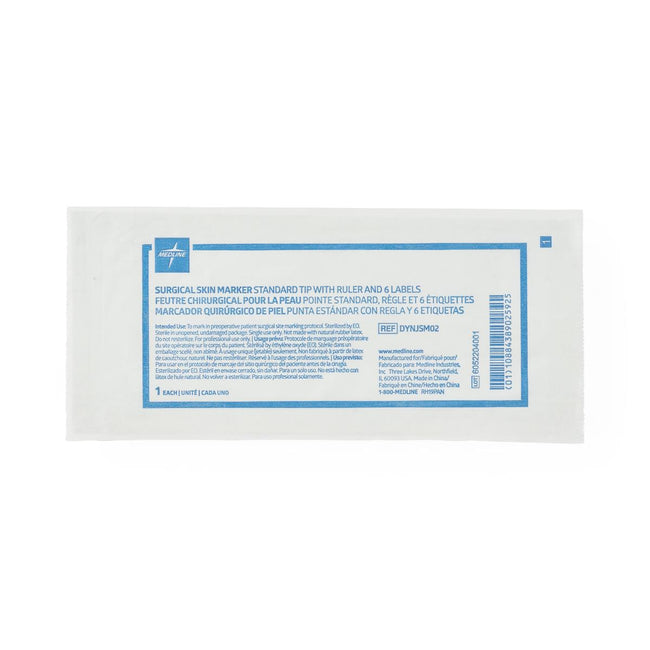 Medline Sterile Surgical Skin Marker with Ruler Regular Tip with Label