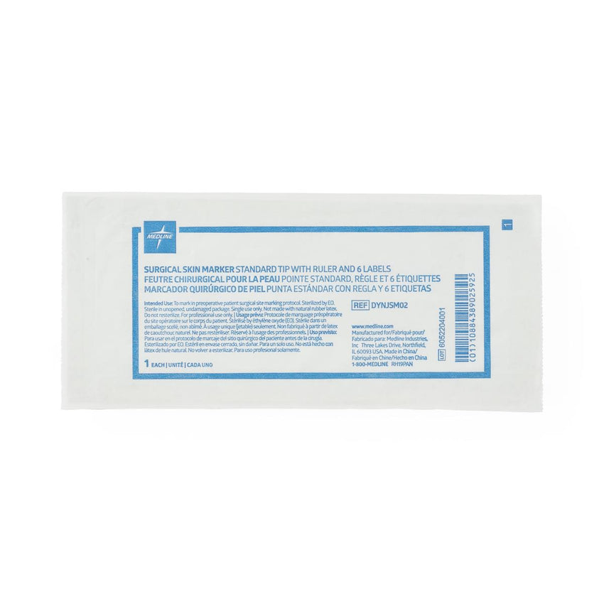 Medline Sterile Surgical Skin Marker with Ruler Regular Tip with Label