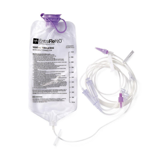 EntraFlo H2O Dual Channel Enteral Feeding Set with ENFit Connector Safety Spike Plus Set