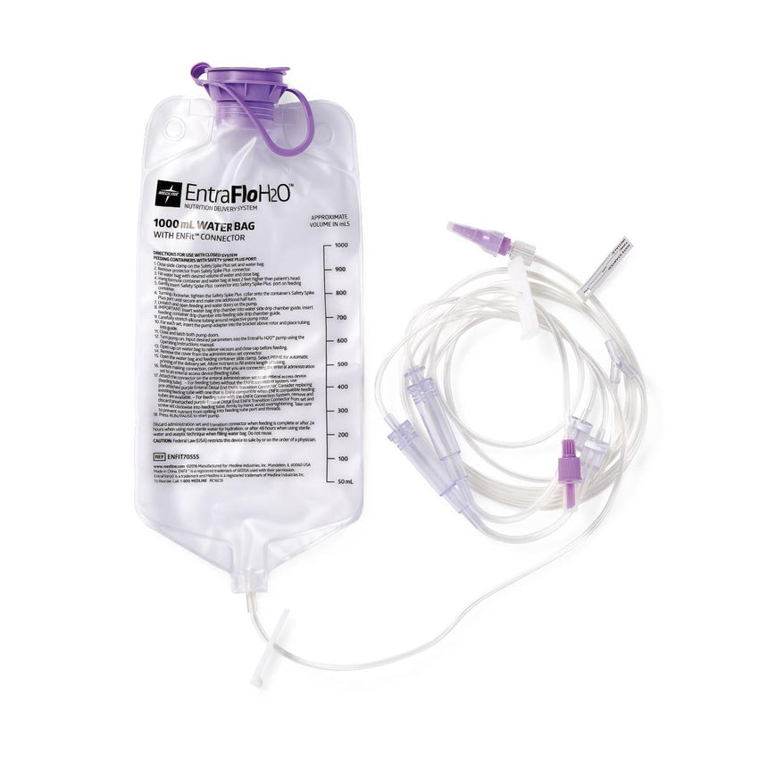 EntraFlo H2O Dual Channel Enteral Feeding Set with ENFit Connector Safety Spike Plus Set