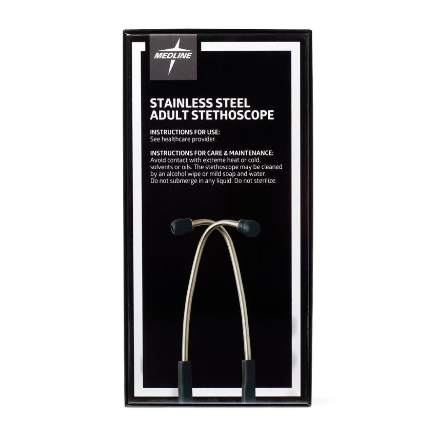 Medline Elite Dual-Head Stainless-Steel Stethoscope, 22" (56 cm); Black EACH