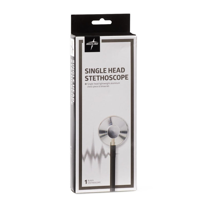 Medline Lightweight Single-Head Stethoscope, 22" (56 cm); Black EACH