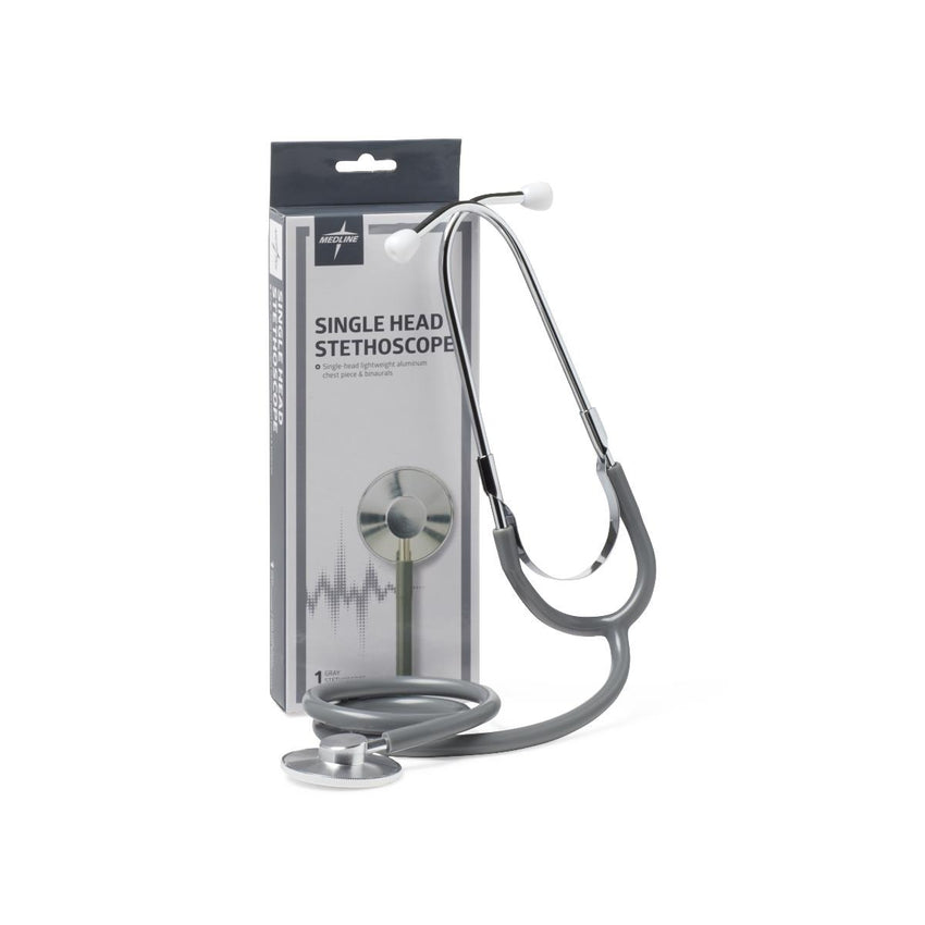 Medline Lightweight Single-Head Stethoscope, 22" (56 cm); Grey EACH