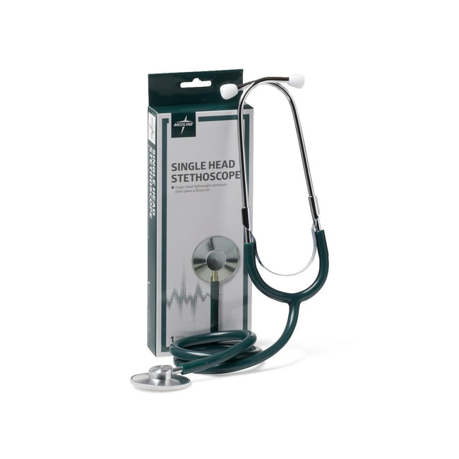 Medline Lightweight Single-Head Stethoscope, 22" (56 cm), Hunter Green